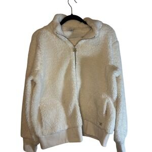 Calvin‎ Klein Performance Cream Sherpa Fleece Full Zip Teddy Jacket Mens Size M